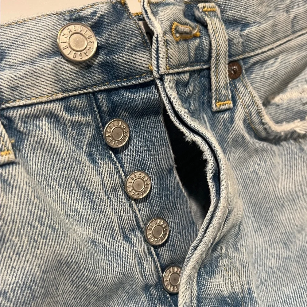 AGOLDE Parker Long Distressed Jean Shorts, Size 23